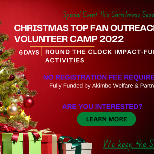 Bara Akimbo Welfare Christmas top fan outreach volunteer camp 2022